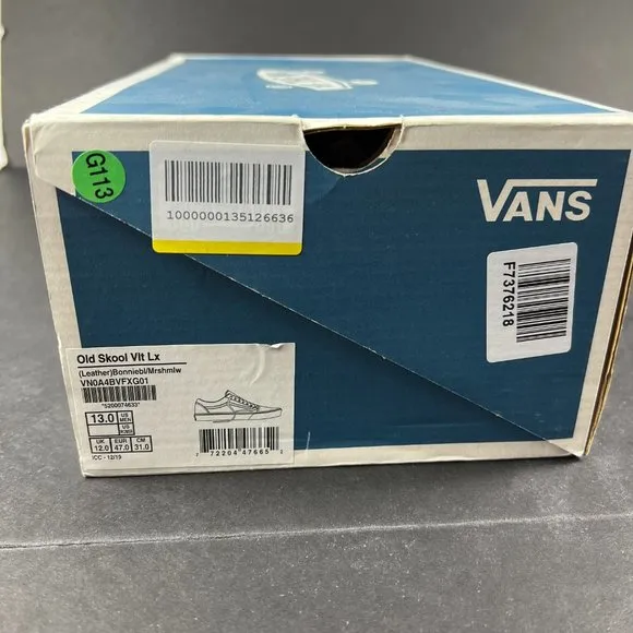 VANS Shoe Men Old Skool Vault Leather White Bonnie Blue Sneaker VN0A4BVFXG01