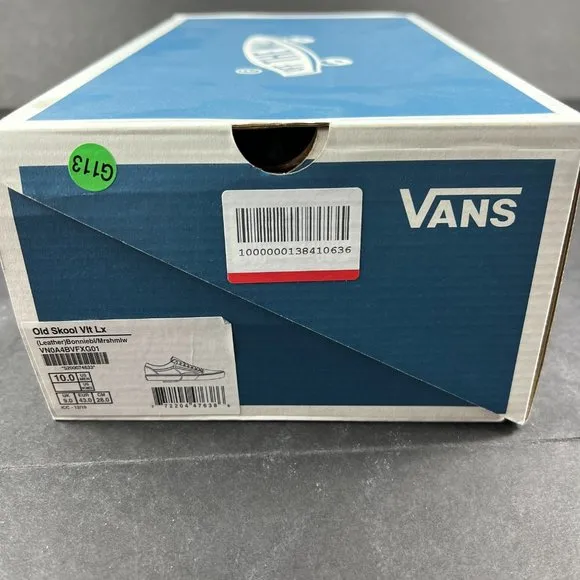 VANS Shoe Men Old Skool Vault Leather White Bonnie Blue Sneaker VN0A4BVFXG01