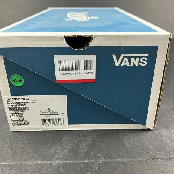 VANS Shoe Men Old Skool Vault Leather White Bonnie Blue Sneaker VN0A4BVFXG01