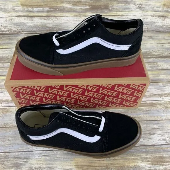 Vans Shoes Mens 8 Black Old Skool Gum GumSole 90's Skate Sneakers Y2K NEW‎