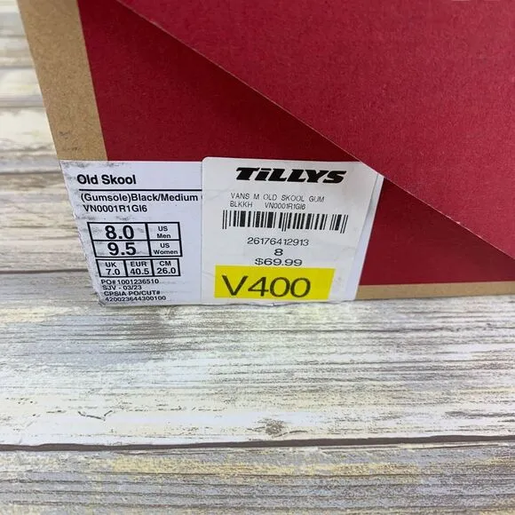 Vans Shoes Mens 8 Black Old Skool Gum GumSole 90's Skate Sneakers Y2K NEW‎