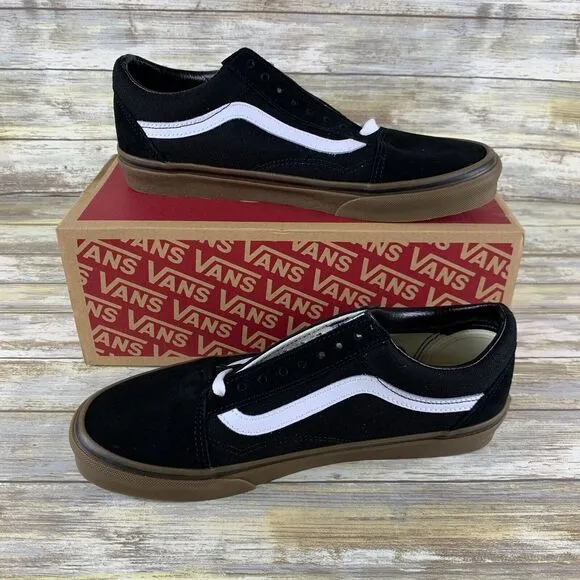 Vans Shoes Mens 8 Black Old Skool Gum GumSole 90's Skate Sneakers Y2K NEW‎