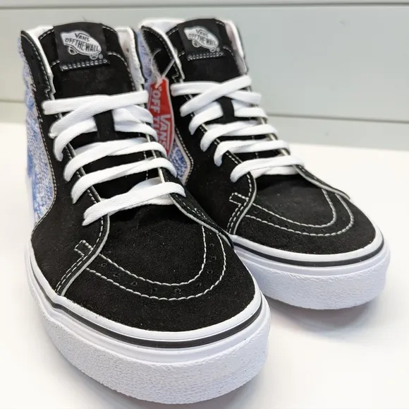 Vans SK8-Hi Bolt Liquify Black Blue Casual Fashion High top shoes size Women's 8