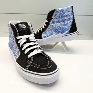Vans SK8-Hi Bolt Liquify Black Blue Casual Fashion High top shoes size Women's 8