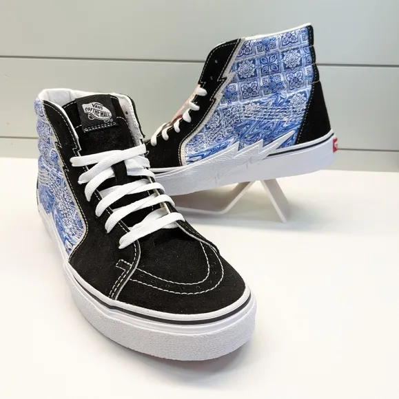 Vans SK8-Hi Bolt Liquify Black Blue Casual Fashion High top shoes size Women's 8
