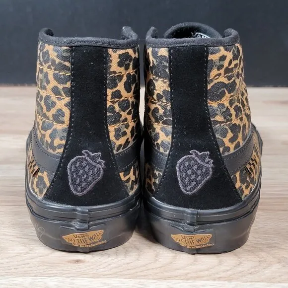 Vans Sk8 Hi Cher Strauberry Shoes Mens Size 8.5 Black Brown Suede Skate Cheetah