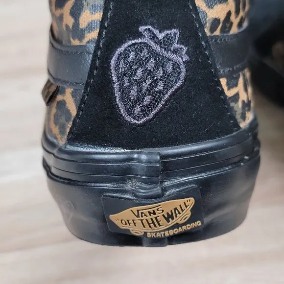 Vans Sk8 Hi Cher Strauberry Shoes Mens Size 8.5 Black Brown Suede Skate Cheetah