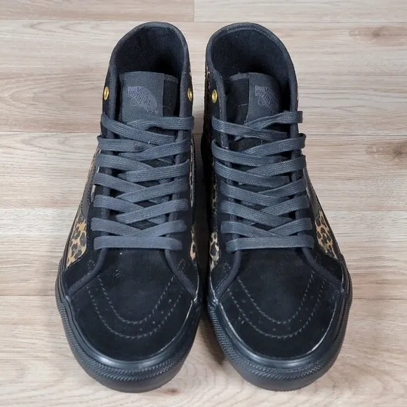 Vans Sk8 Hi Cher Strauberry Shoes Mens Size 8.5 Black Brown Suede Skate Cheetah
