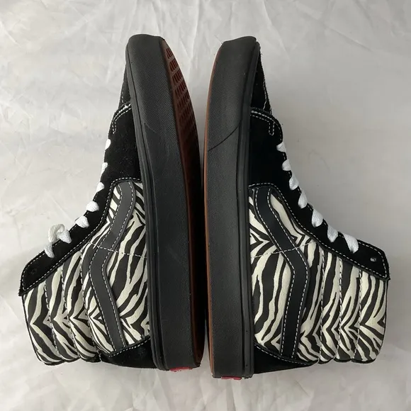 Vans Sk8-Hi ComfyCush 'Mixed Media Black Checkerboard &amp; Zebra Mens 7/Womens 8.5