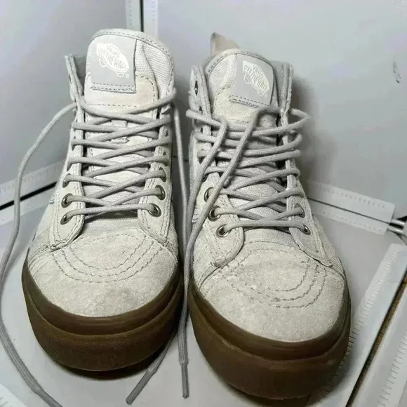 Vans SK8 Hi M Size 5.5, W 7 Shoes Gray Mid Top Off the Wall Suede Skate