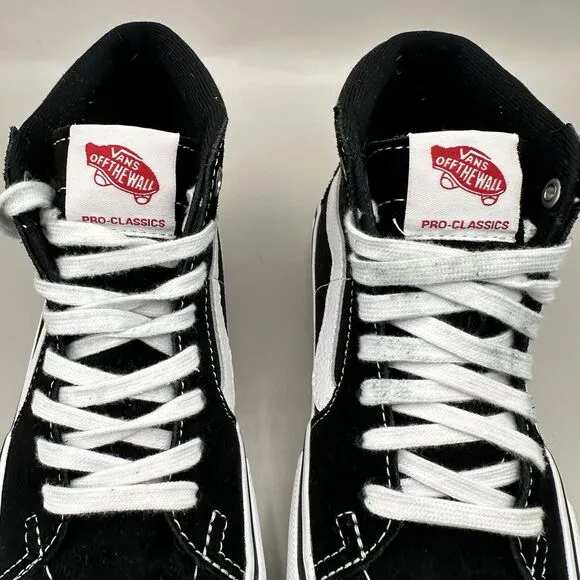 Vans Sk8-Hi Pro Classics Skate Shoes Sneakers Black/White Suede Mens Size 4.5