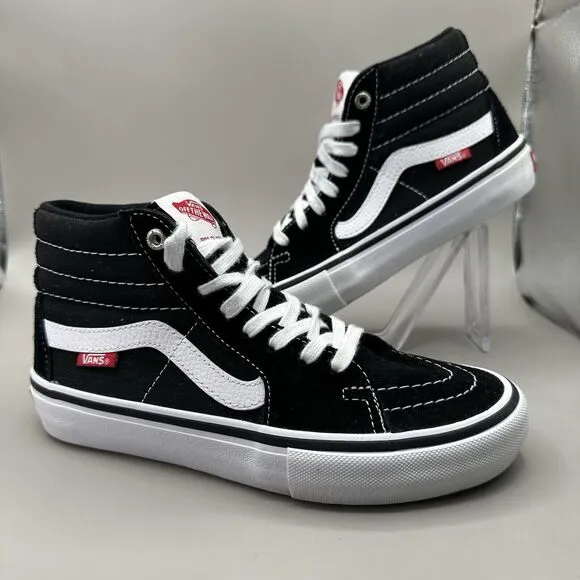 Vans Sk8-Hi Pro Classics Skate Shoes Sneakers Black/White Suede Mens Size 4.5