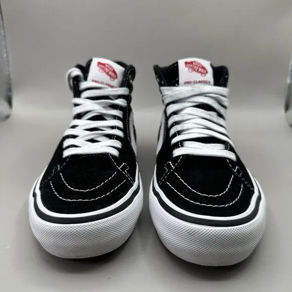 Vans Sk8-Hi Pro Classics Skate Shoes Sneakers Black/White Suede Mens Size 4.5