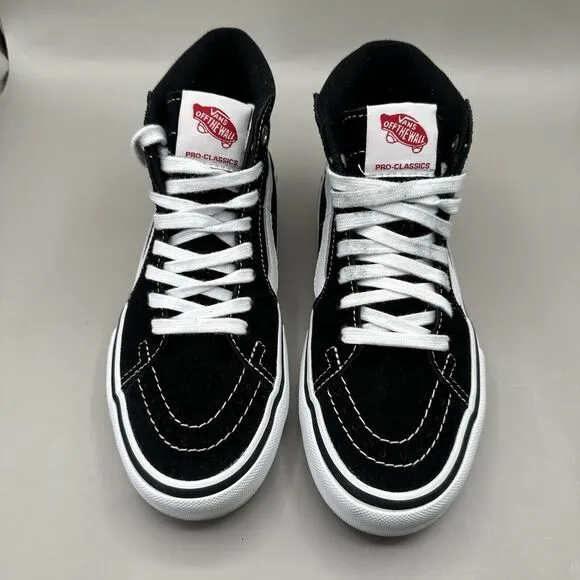 Vans Sk8-Hi Pro Classics Skate Shoes Sneakers Black/White Suede Mens Size 4.5