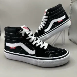 Vans Sk8-Hi Pro Classics Skate Shoes Sneakers Black/White Suede Mens Size 4.5