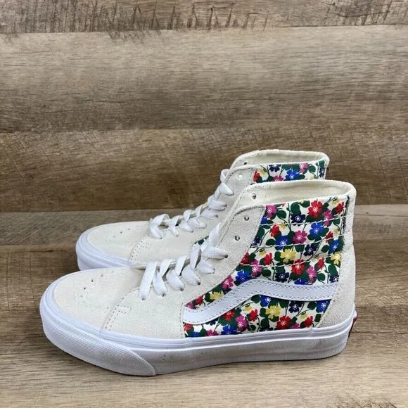 VANS Sk8-Hi Tapered Floral White Skate Shoes Sneakers Women's Size 6.5 NEW