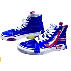 Vans sk8 hi- tops leather, with side zippers men size 5 woman’s size 6.5