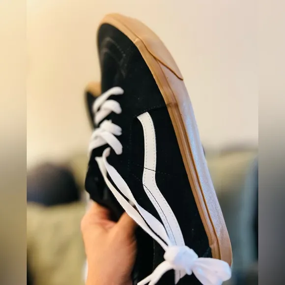 VANS Sk8-low Premium Leather Shoes (black/gum) size 13 men’s New