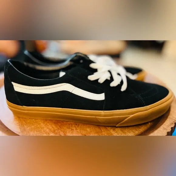 VANS Sk8-low Premium Leather Shoes (black/gum) size 13 men’s New