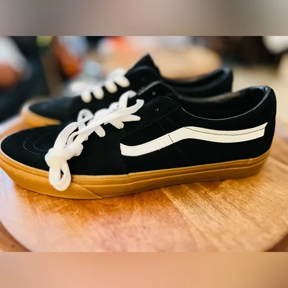 VANS Sk8-low Premium Leather Shoes (black/gum) size 13 men’s New