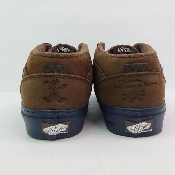 Vans Skate Half Cab Nick Michel Mens Sz 7.5 Brown Navy Suede Skate Sneaker Shoes