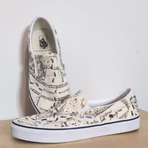 Vans Slip-On Harry Potter Marauders Map Graphic Sneakers Shoes
