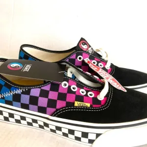 Vans T &amp; C Surf shoes black multi color checkered low tops mens sneakers…