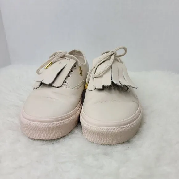 Vans Tan Fringe Leather Low Top Skate Women's Sneakers Shoes Size 6.5
