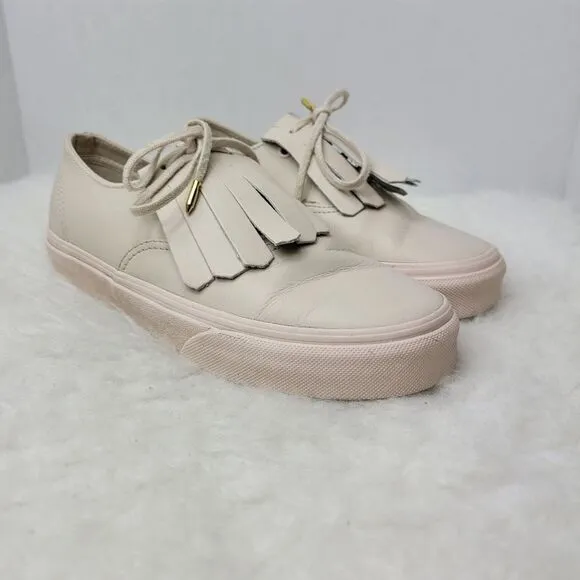 Vans Tan Fringe Leather Low Top Skate Women's Sneakers Shoes Size 6.5