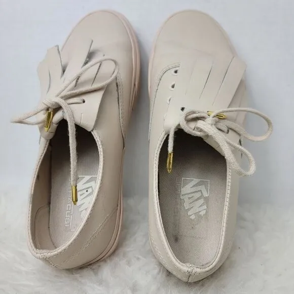 Vans Tan Fringe Leather Low Top Skate Women's Sneakers Shoes Size 6.5