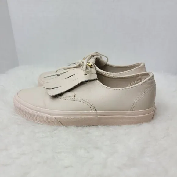 Vans Tan Fringe Leather Low Top Skate Women's Sneakers Shoes Size 6.5