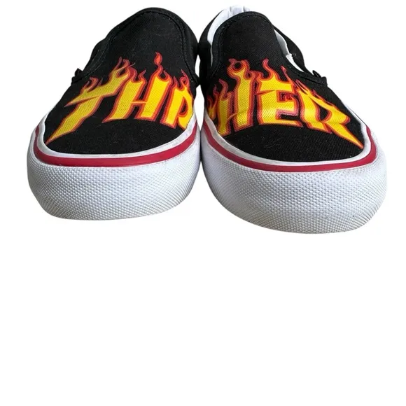 Vans Ultracush THRASHER Flames Men’s Slip-On Skate Shoes. Size 7