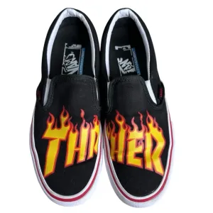 Vans Ultracush THRASHER Flames Men’s Slip-On Skate Shoes. Size 7