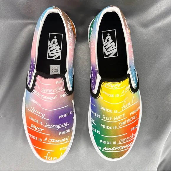 Vans Unisex Pride Is Rainbow Slip On Shoes Mens 7.5 / Womens 9 #LGBTQIA Sneakers