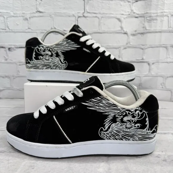 Vans Widow Mens Size 7 Mythical Tiger Fat Tongue Skate Shoes Black White Rare