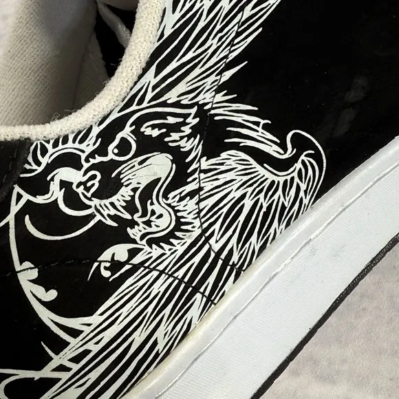 Vans Widow Mens Size 7 Mythical Tiger Fat Tongue Skate Shoes Black White Rare