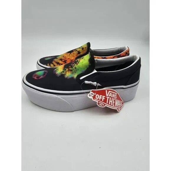 Vans Women's Classic Slip On Platform Paradoxical Tie Dye Shoes Black Size 6 New