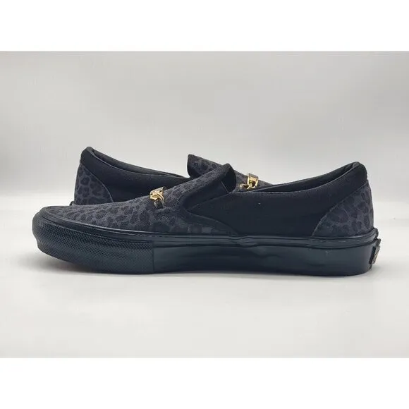 Vans Womens Slip On Skateboarding Shoes Black Leopard Print Size 7