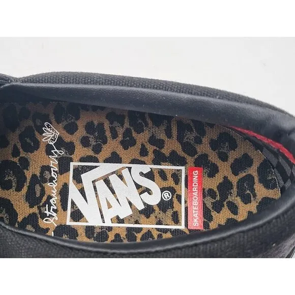 Vans Womens Slip On Skateboarding Shoes Black Leopard Print Size 7