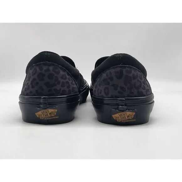 Vans Womens Slip On Skateboarding Shoes Black Leopard Print Size 7