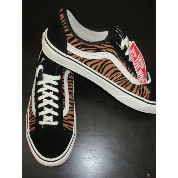 Vans Women's Style 36 Decon Sf Animal Stripes shoes Black Marshmallow Sizes NWT