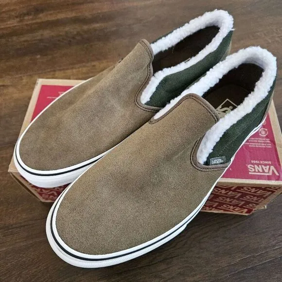 VANS Classic Slip-On Suede &amp; Sherpa Kangaroo  men size 10.5