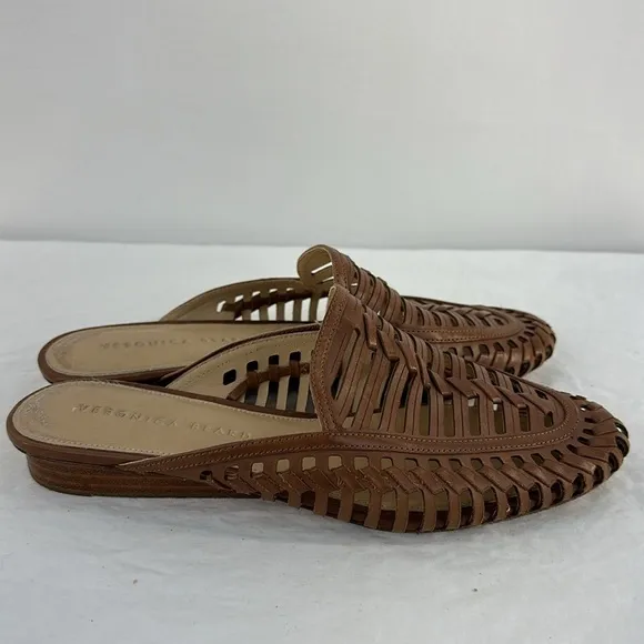 Veronica Beard  Caged Albani Woven Leather Mules, 7.5