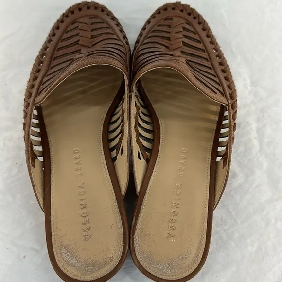 Veronica Beard  Caged Albani Woven Leather Mules, 7.5