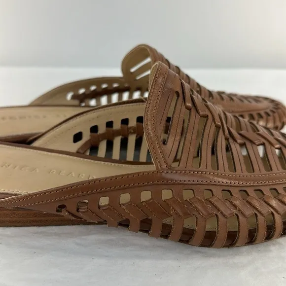 Veronica Beard  Caged Albani Woven Leather Mules, 7.5
