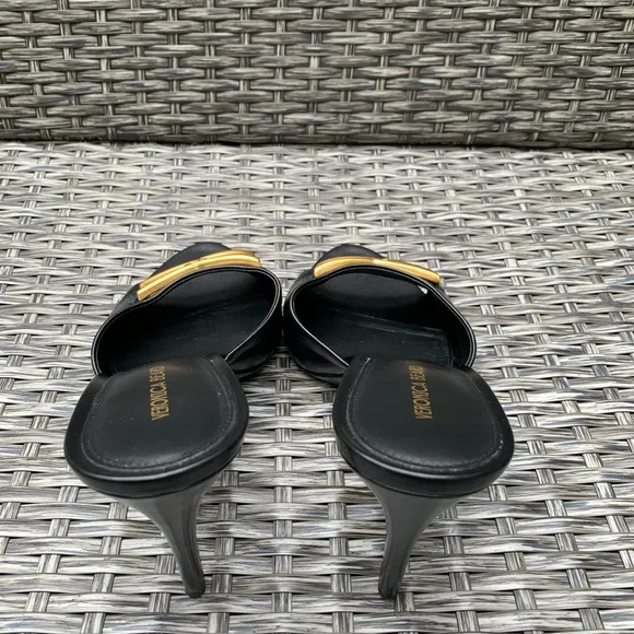 Veronica Beard Leather Slide Mule Sandals in Black, Size 9