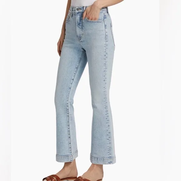 Veronica Beard NEW Carson High-Rise Ankle Flare Jeans in Pale Stone size 28 NWT