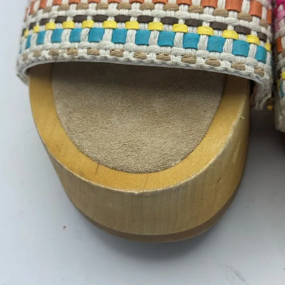 Veronica Beard Women’s Size 5 Hannalee Woven Leather Block-Heel Sandals Colorful