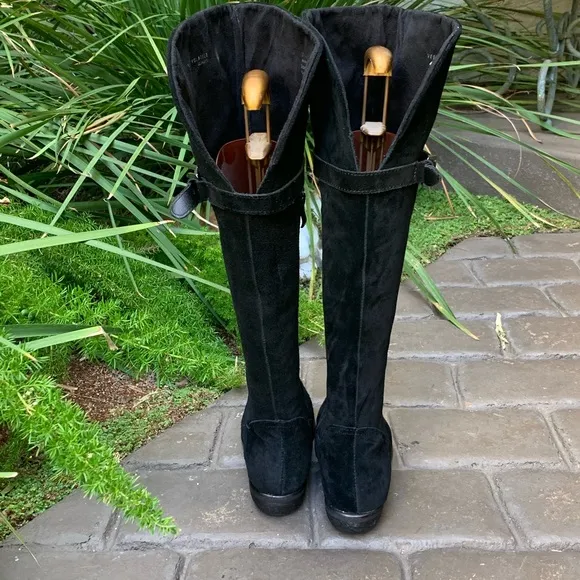 VERY VOLATILE black suede over the knee boots