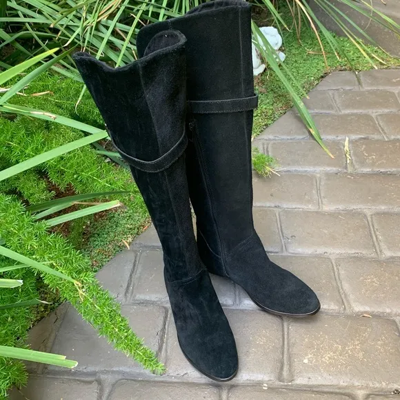 VERY VOLATILE black suede over the knee boots
